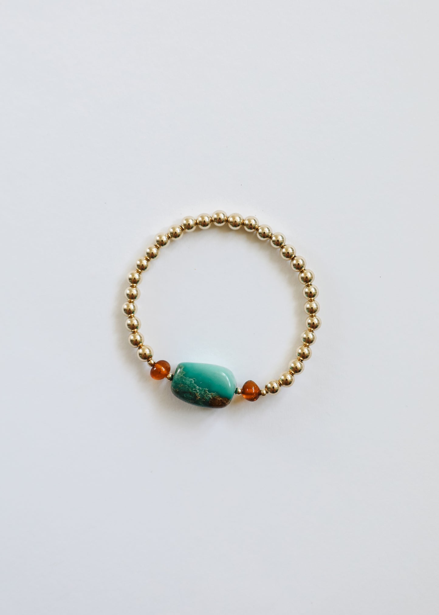 Natural Turquoise + Amber Gold || Adult Bracelet