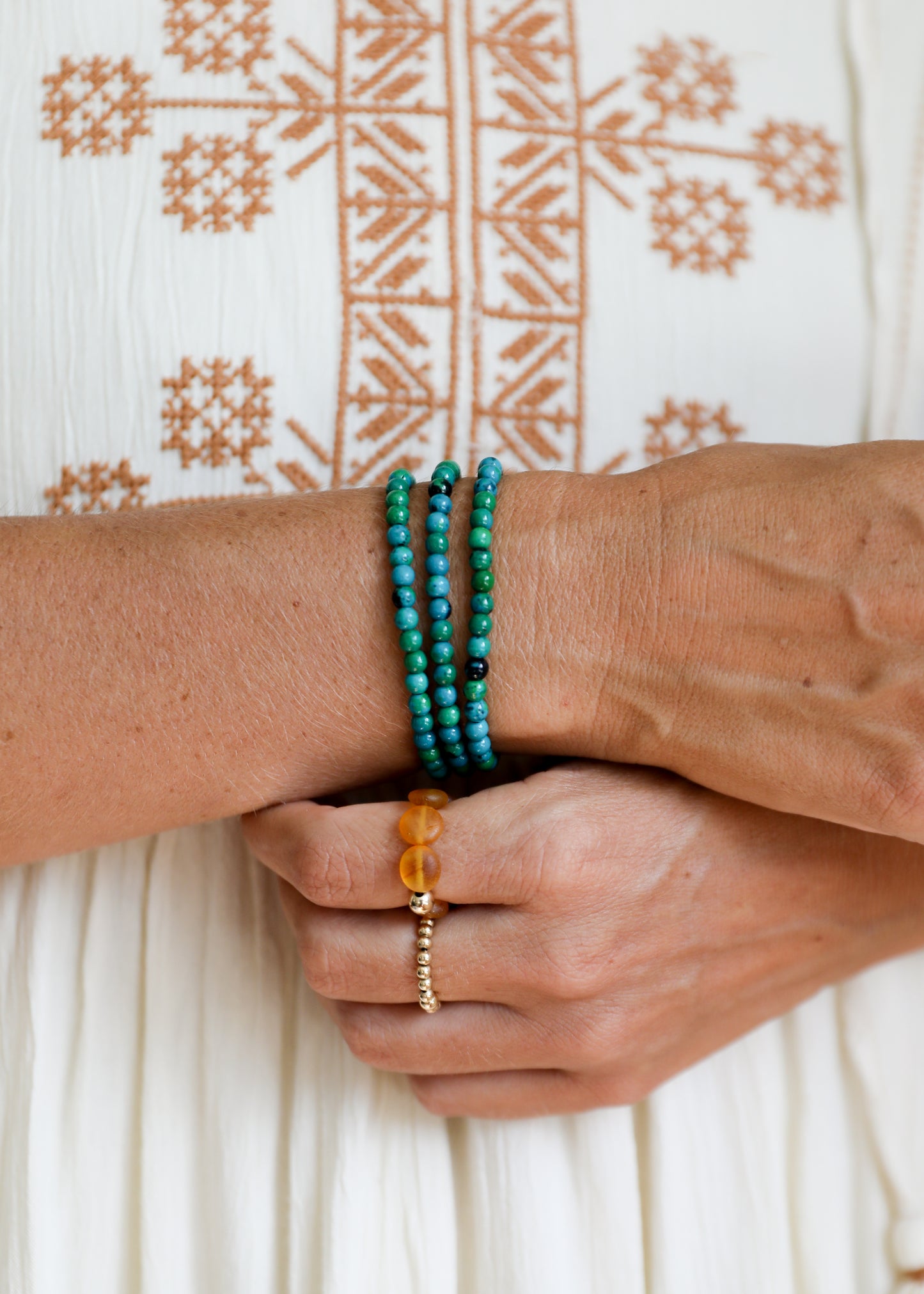 Polished Chrysocolla || Adult Bracelet