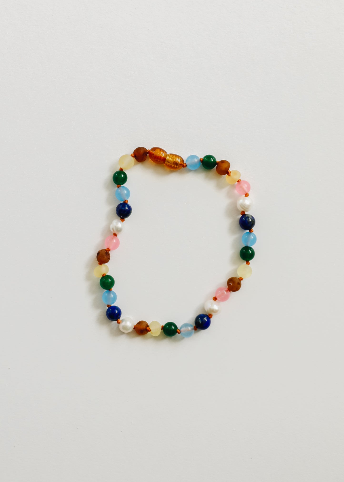 Raw Baltic Amber and Pearl Bracelet + Sweet Pink Gemstones