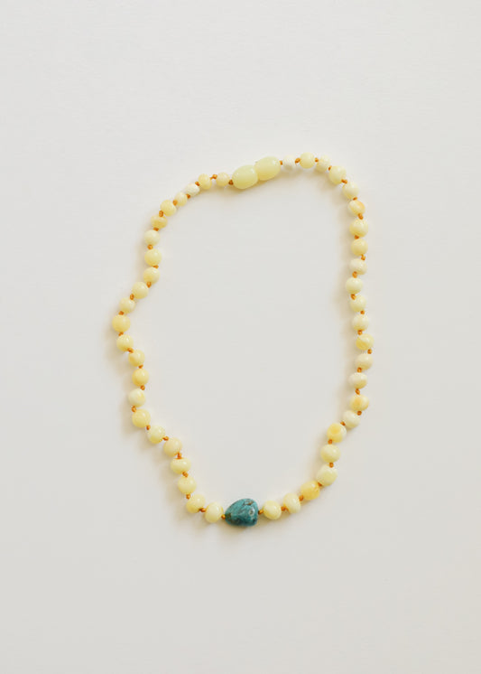 Butterscotch Baltic Amber and Natural Turquoise || Necklace