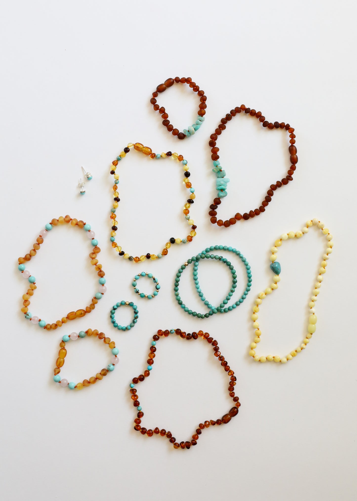 Butterscotch Baltic Amber and Natural Turquoise || Necklace
