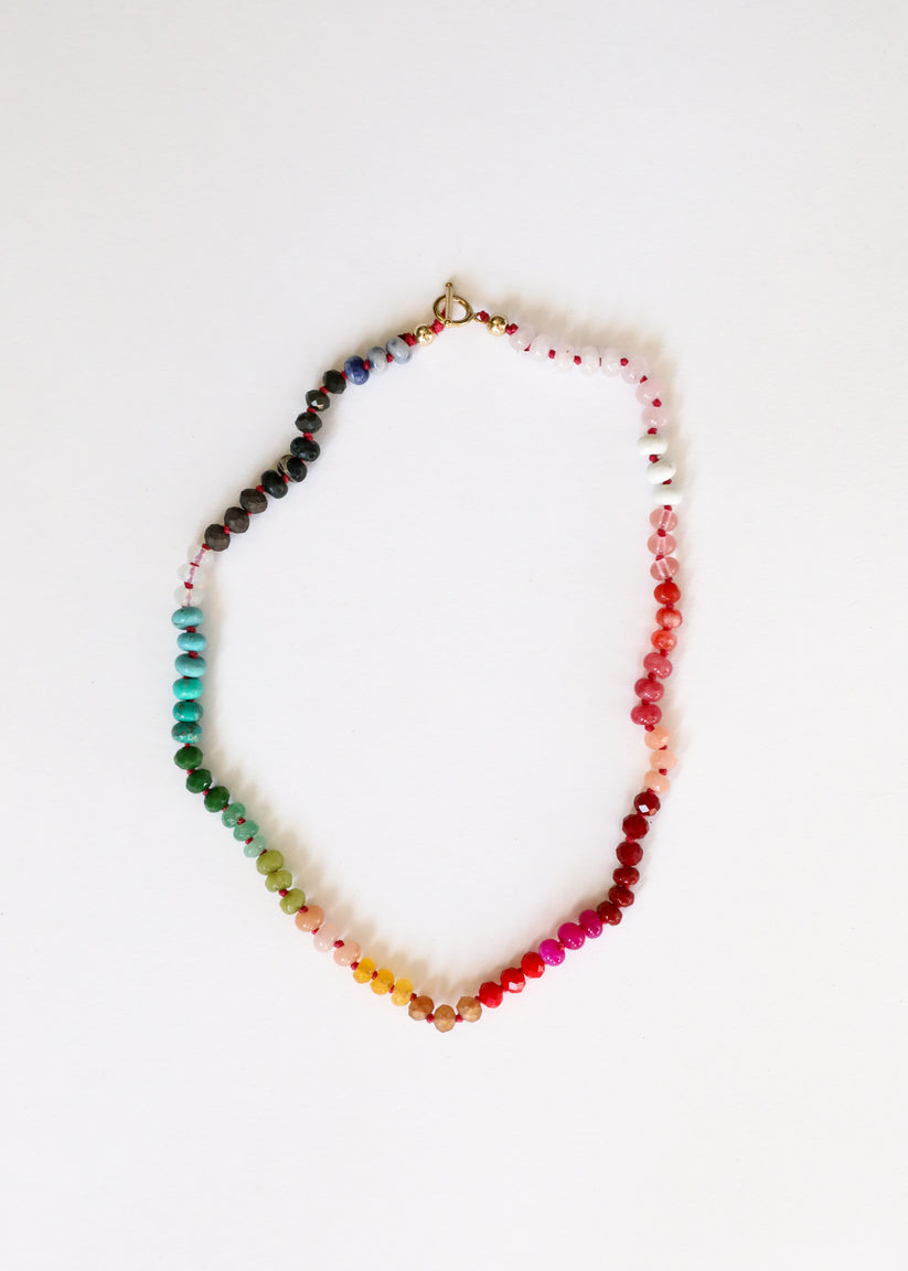 Natural Gemstone Necklace with 14k Gold Filled Toggle