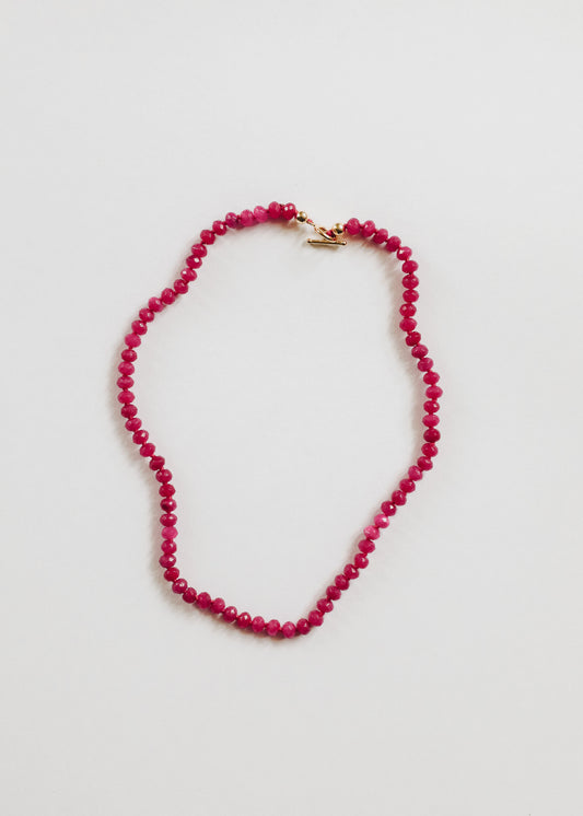Pink Jade + Gold || Gemstone Necklace