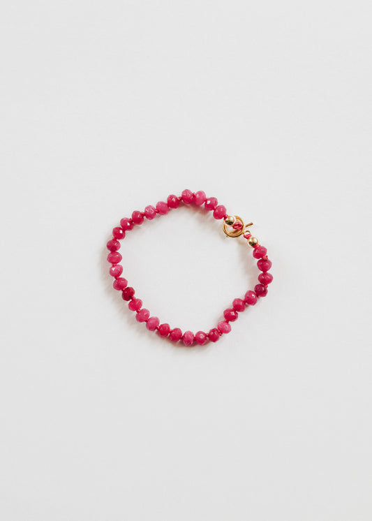 Pink Jade + Gold || Gemstone Bracelet