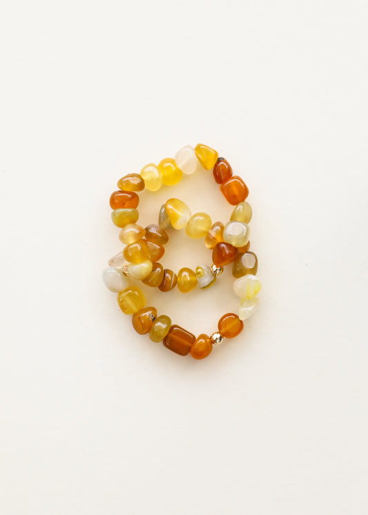 Golden Agate + 14k Gold Filled Bead || Adult Bracelet