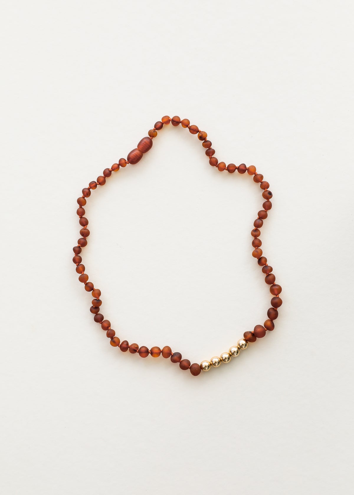 Ámbar báltico coñac pulido + oro || Collar 