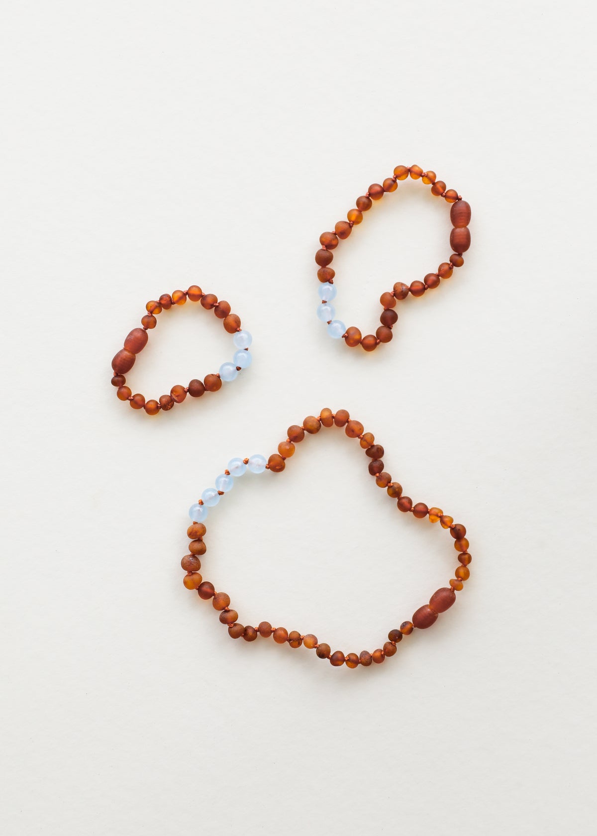 Raw Cognac Baltic Amber + Aquamarine  || Anklet or Bracelet