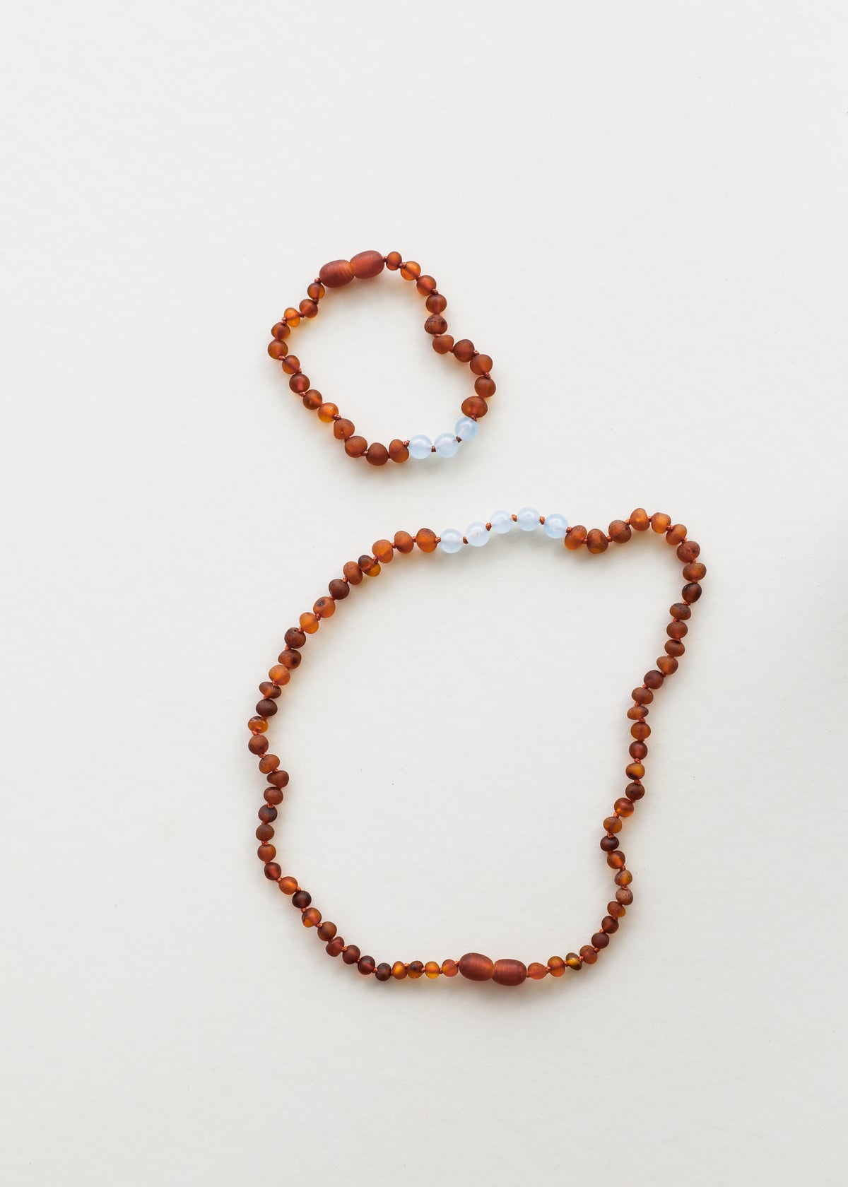 Raw Cognac Baltic Amber + Aquamarine  || Anklet or Bracelet