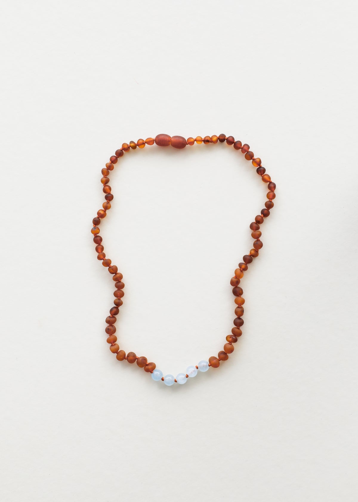 Roh-Cognac Baltischer Bernstein + Aquamarin || Halskette