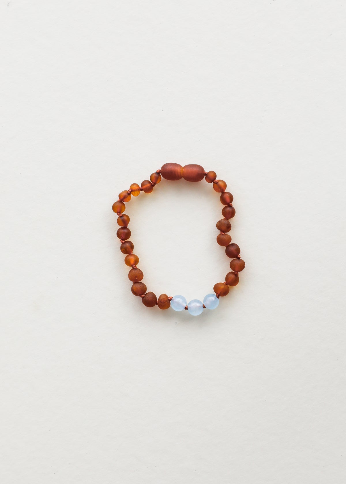 Raw Cognac Baltic Amber + Aquamarine  || Anklet or Bracelet