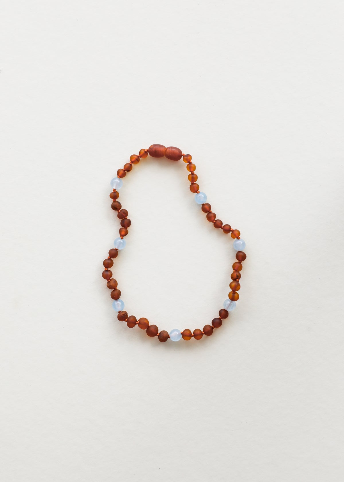 Roh-Cognac Baltischer Bernstein + Aquamarin || Halskette