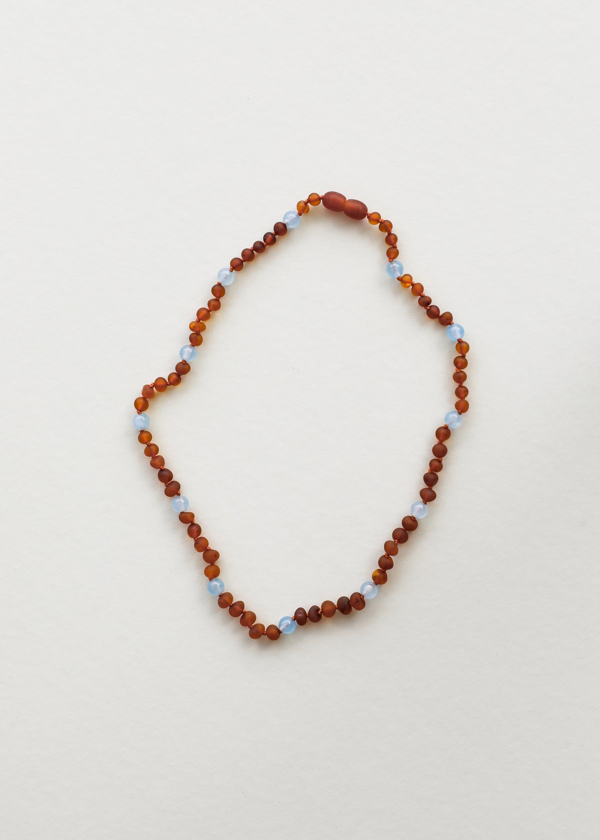 Roh-Cognac Baltischer Bernstein + Aquamarin || Halskette