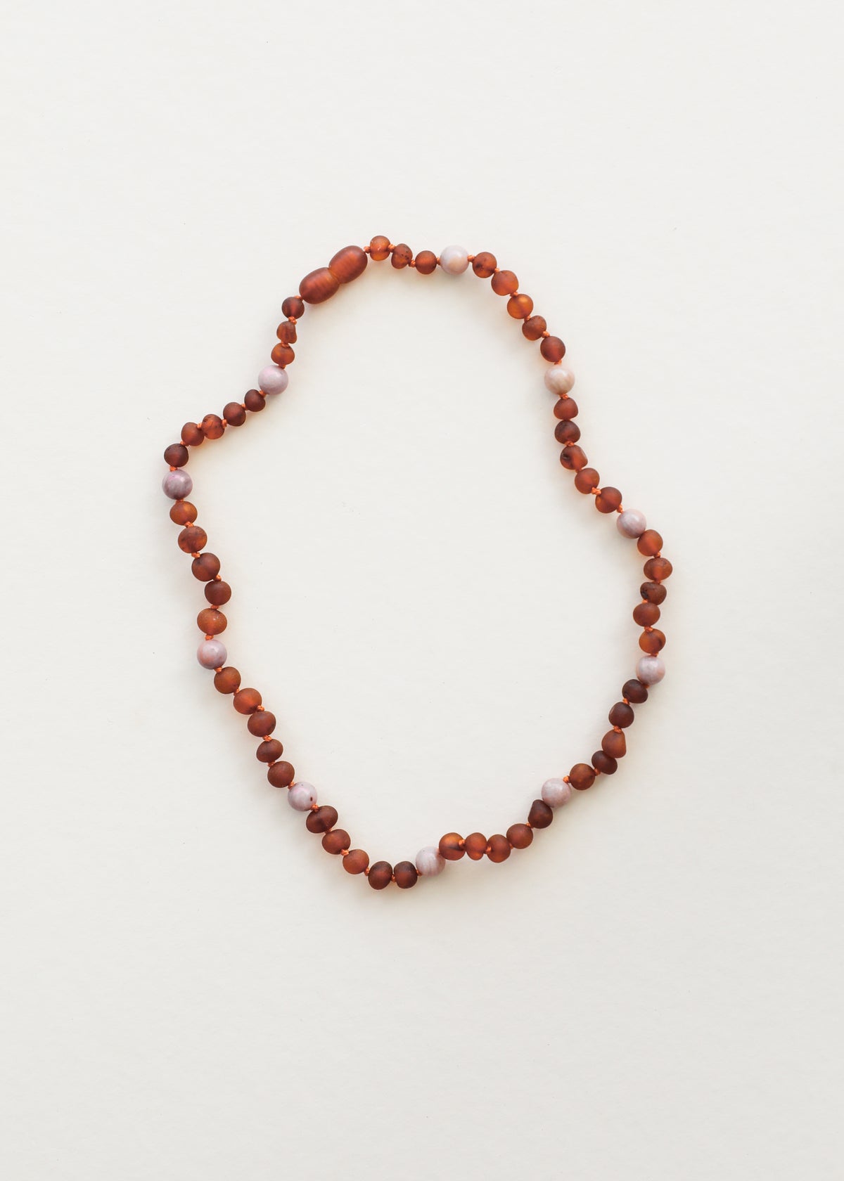 Raw Cognac Baltic Amber + Pink Rhodonite Halo || Necklace