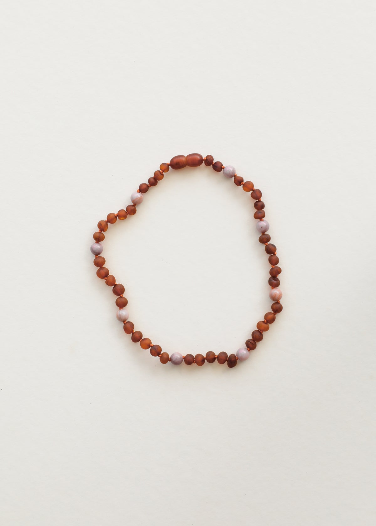 Raw Cognac Baltic Amber + Pink Rhodonite Halo || Necklace