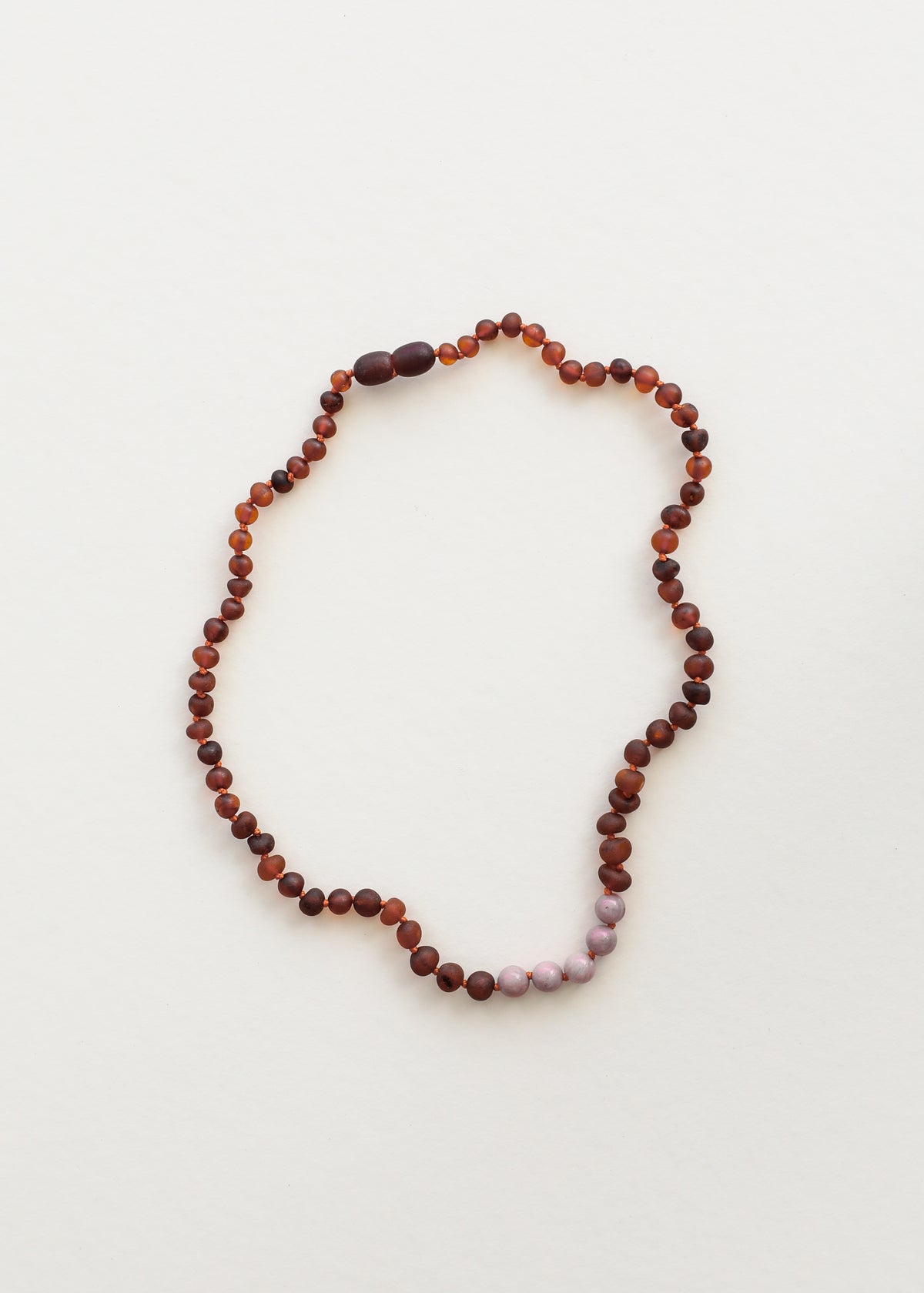 Raw Cognac Baltic Amber + Pink Rhodonite || Necklace