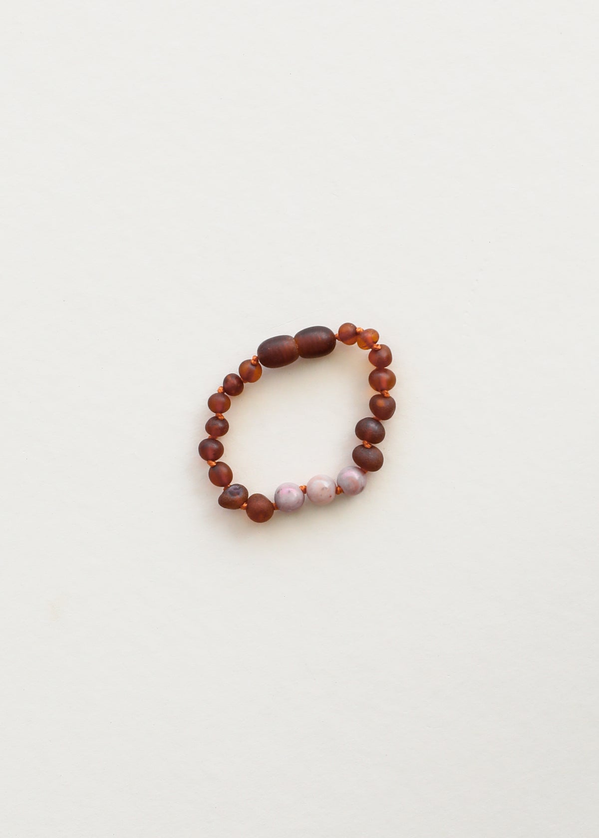 Raw Cognac Baltic Amber + Pink Rhodonite || Anklet or Bracelet