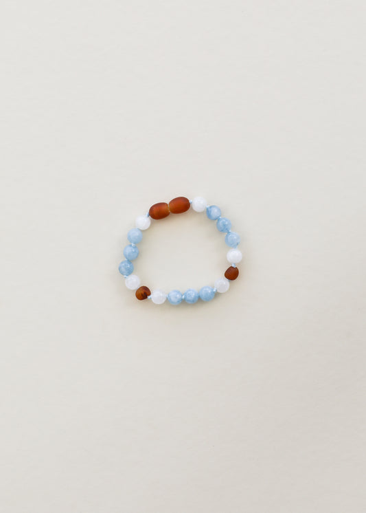 Aquamarine + Moonstone Daisy || Gemstone Anklet or Bracelet