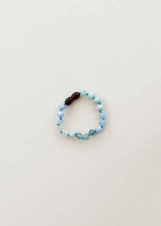 Rohes Licht Ostsee-Bernstein + Amazonit + Rosenquarz || Edelstein-Fußkette oder -Armband