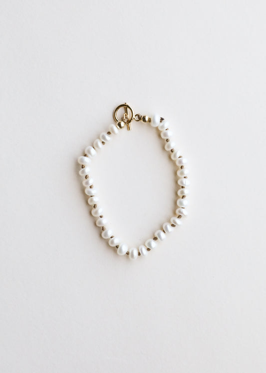 Dainty Natural Pearl + 14k Gold Filled Toggle || Anklet or Bracelet
