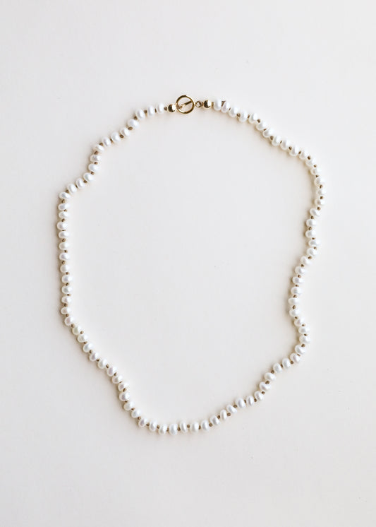Dainty Natural Pearl + 14k Gold Filled Toggle || Necklace