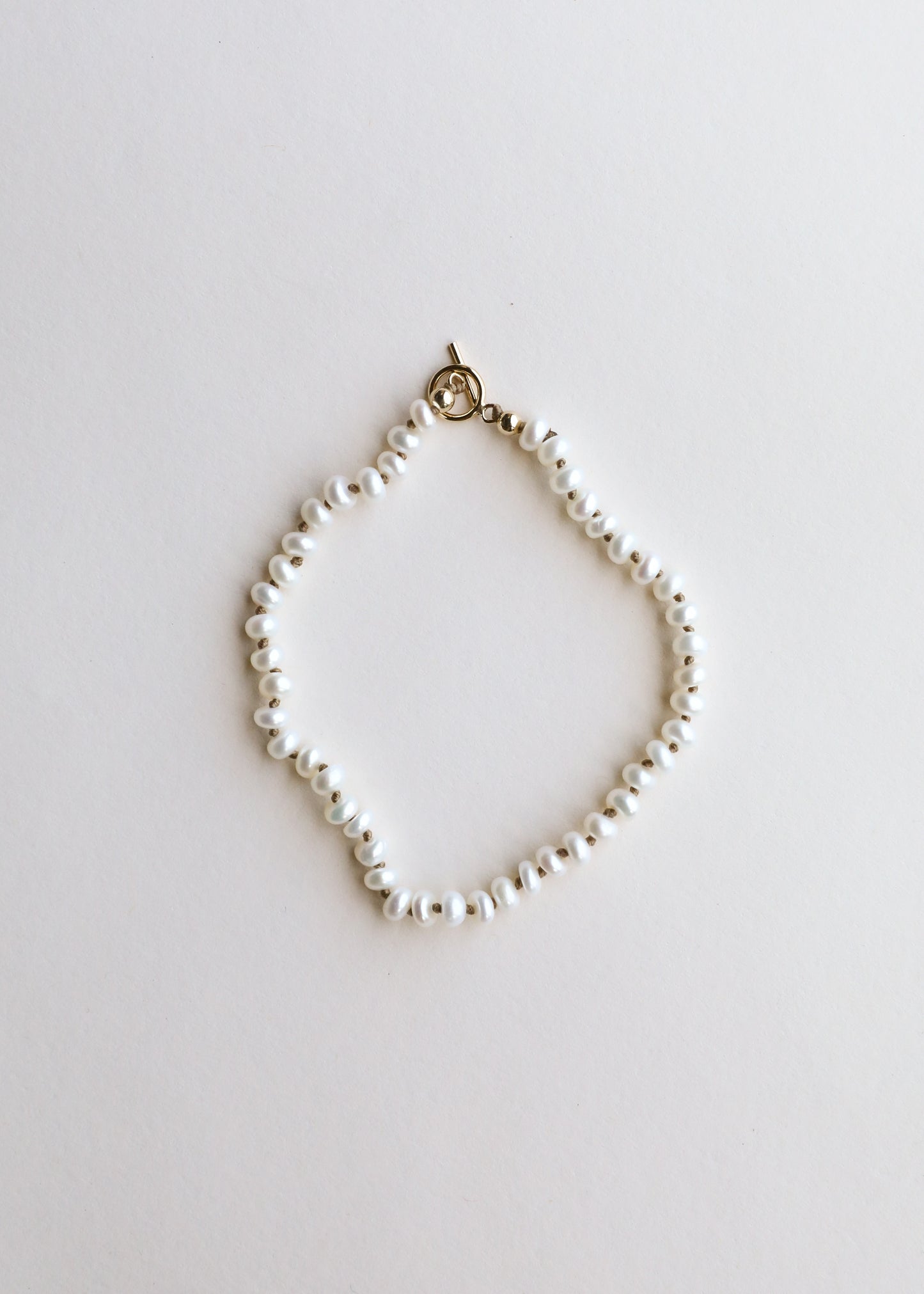 Dainty Natural Pearl + 14k Gold Filled Toggle || Anklet or Bracelet