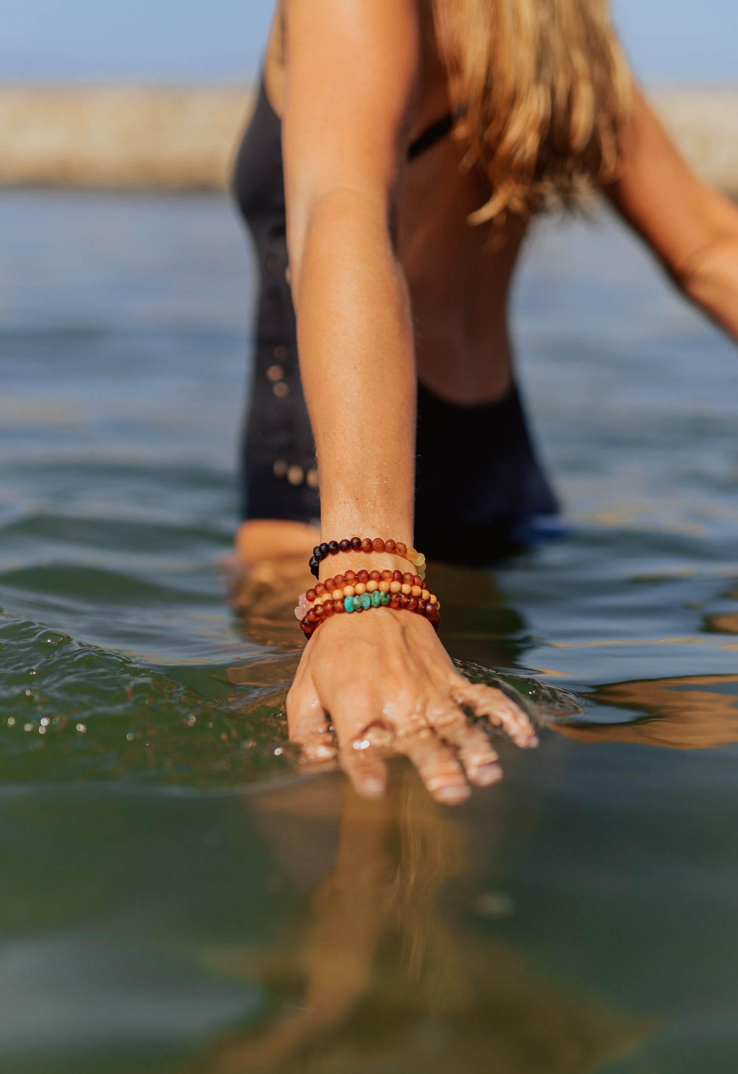 Raw Cognac Baltic Amber + Raw Amazonite || Adult Bracelet