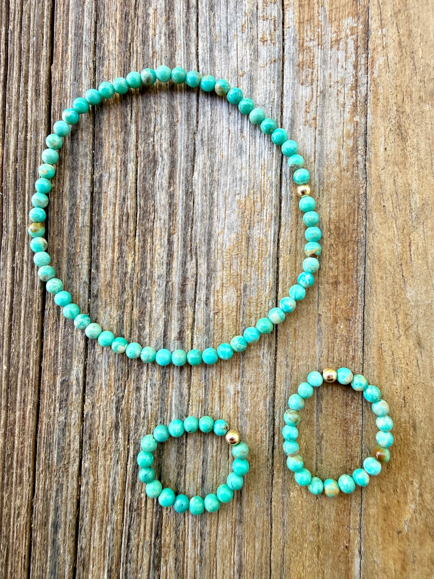 Tiny Turquoise Beads + 14K Gold Filled || Stretch Anklet or Bracelet