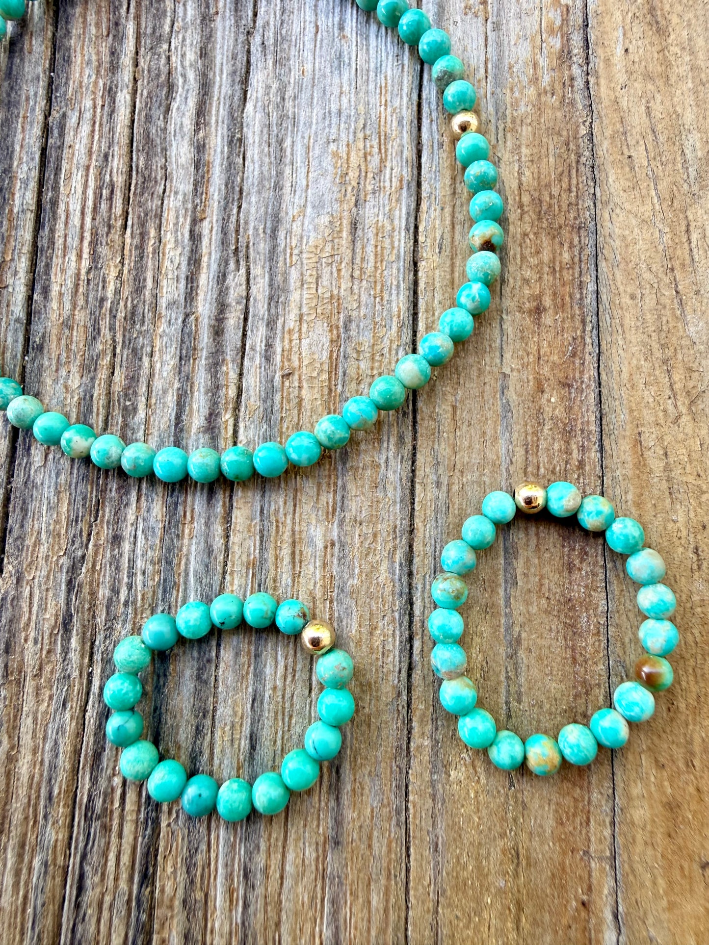 Tiny Turquoise Beads + 14K Gold Filled || Stretch Anklet or Bracelet