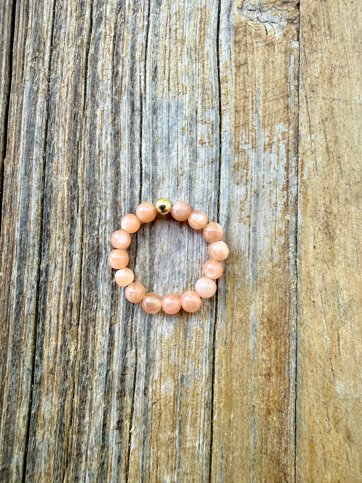 Natural Sunstone Gemstone + 14k Gold Filled Bead || Ring