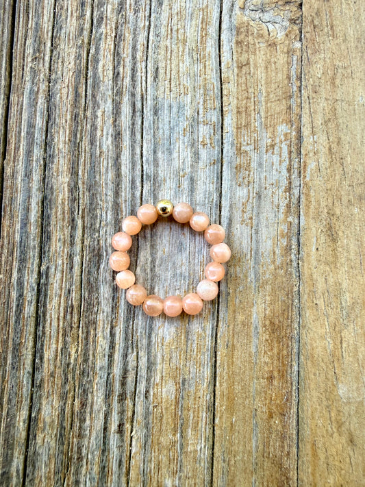 Natural Sunstone Gemstone + 14k Gold Filled Bead || Ring