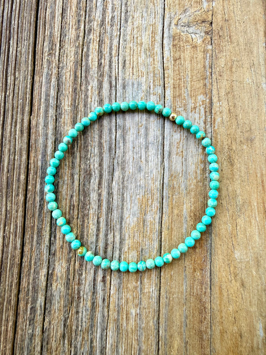 Tiny Turquoise Beads + 14K Gold Filled || Stretch Anklet or Bracelet