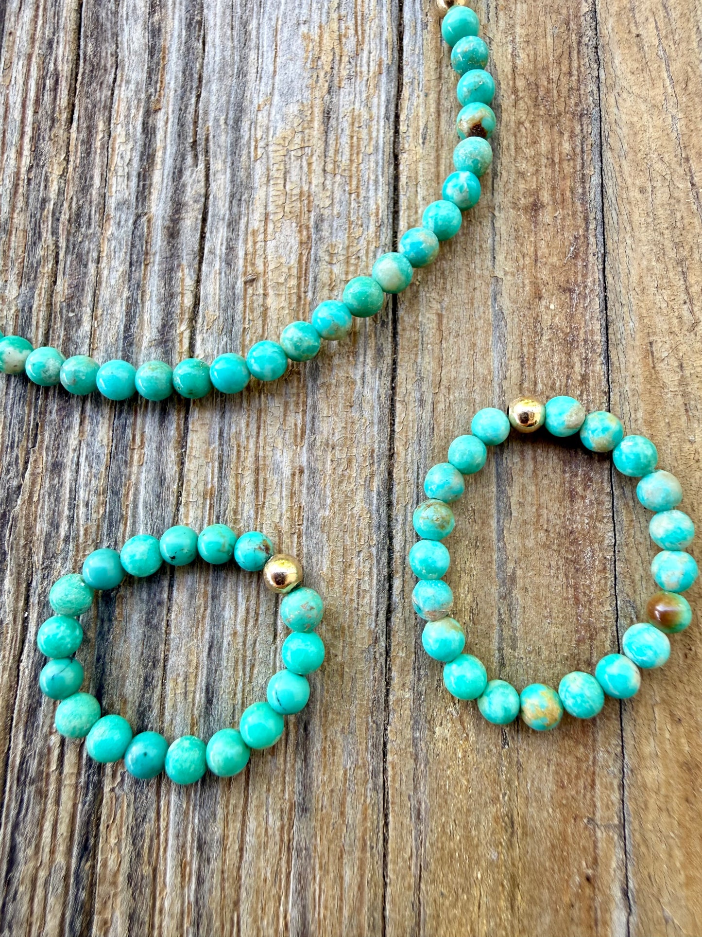 Tiny Turquoise Beads + 14K Gold Filled || Stretch Anklet or Bracelet