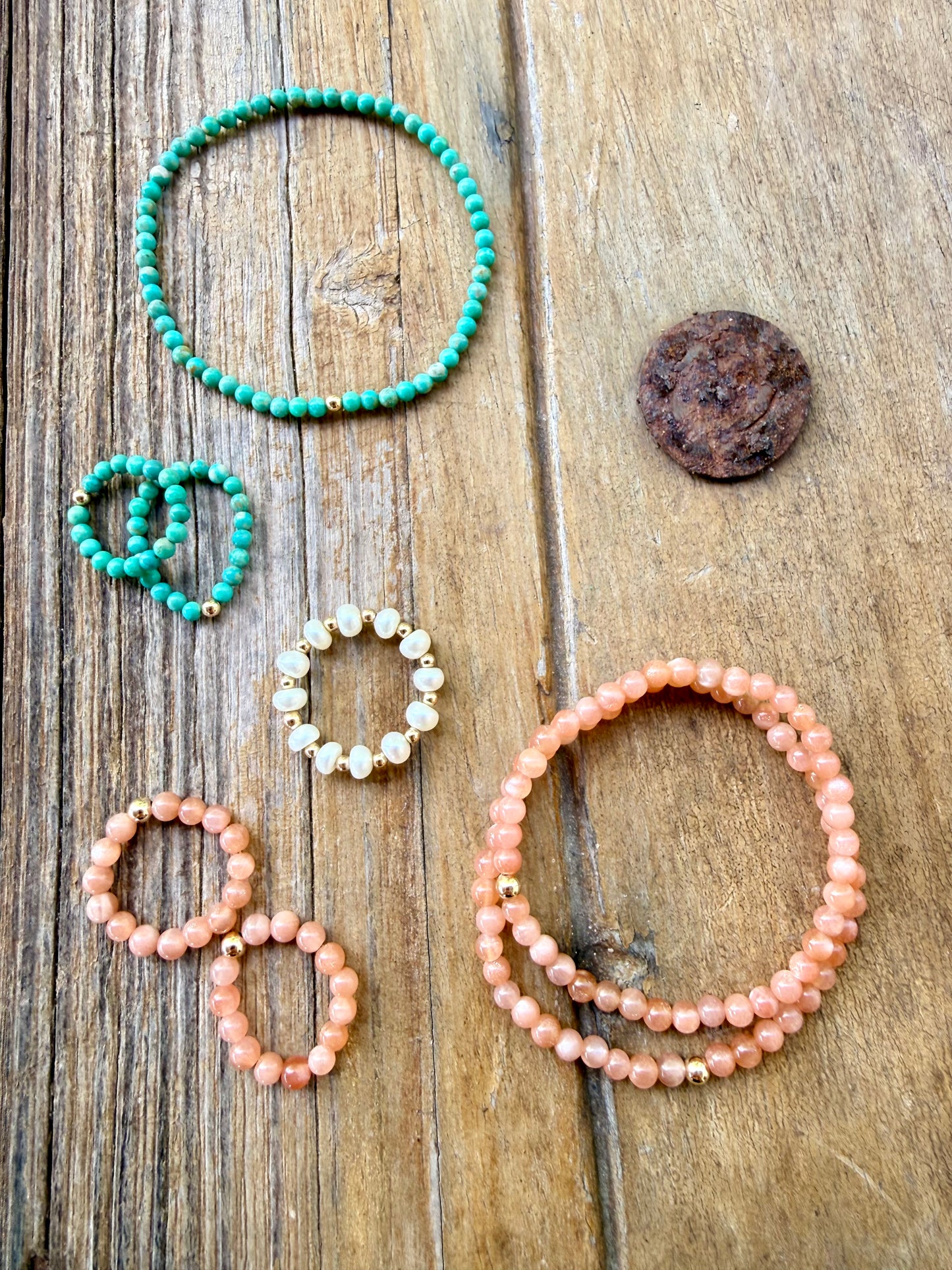 Natural Sunstone Gemstone + 14k Gold Filled Bead || Ring