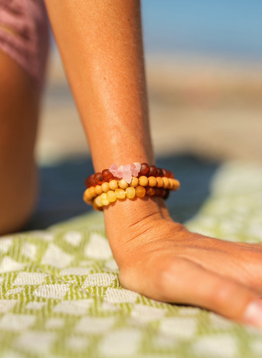 Cypress Wood + 14K Gold Filled || Beaded Stretch Bracelet