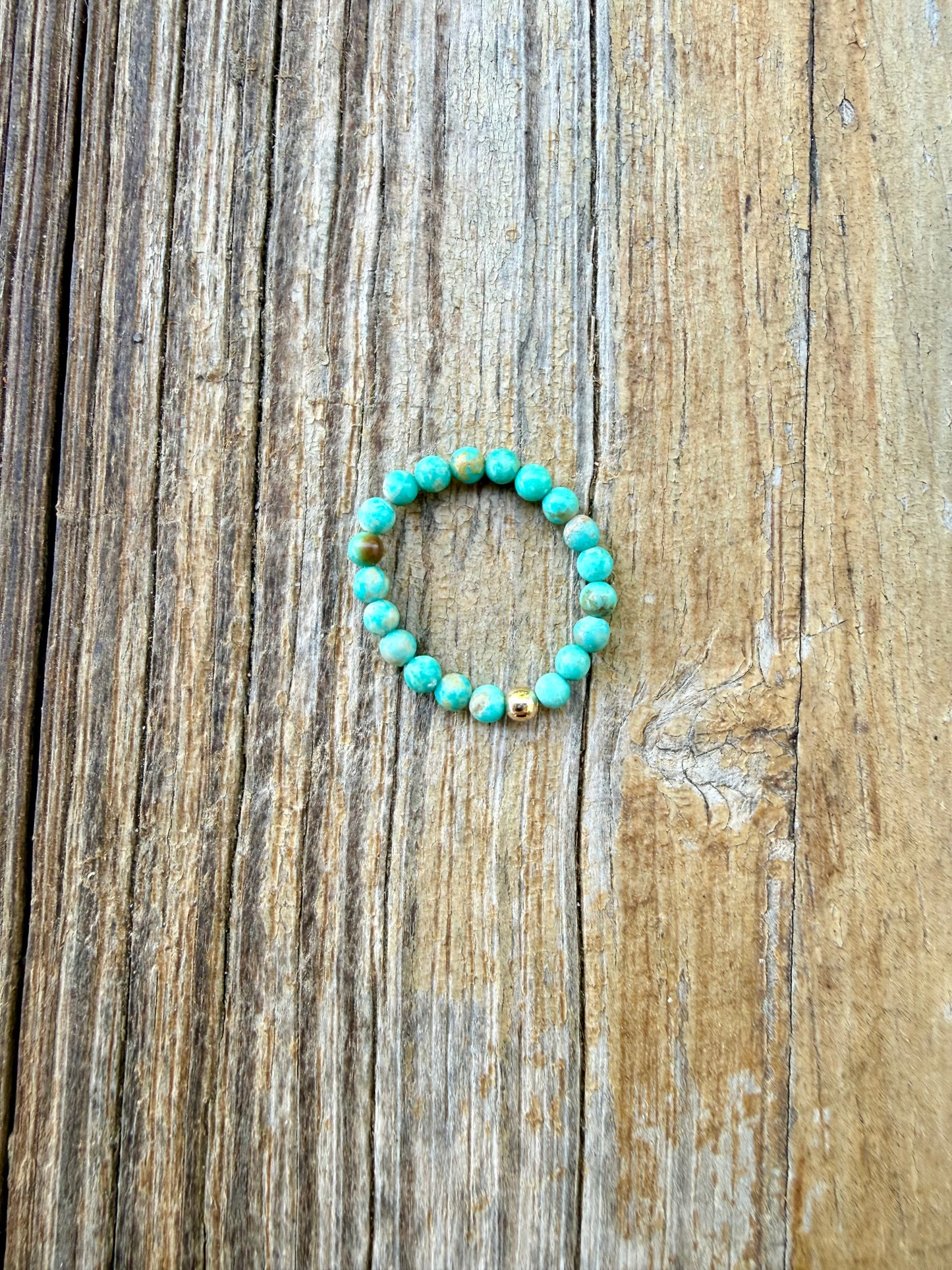 Tiny Turquoise Beads + 14k Gold Filled || Stretch Ring