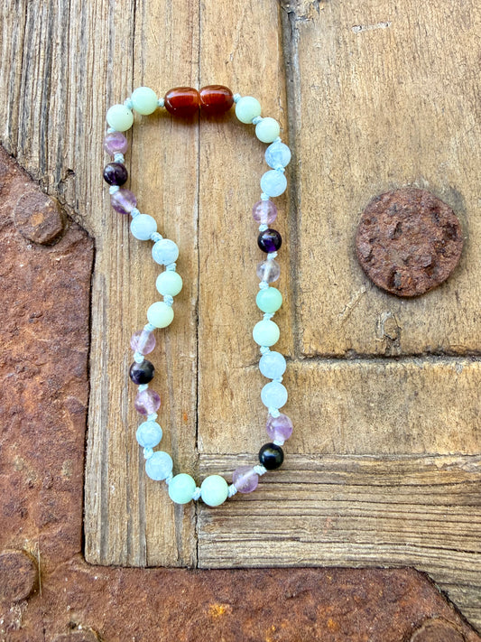 Amazonite + Amethyst + Aquamarine || Gemstone Necklace