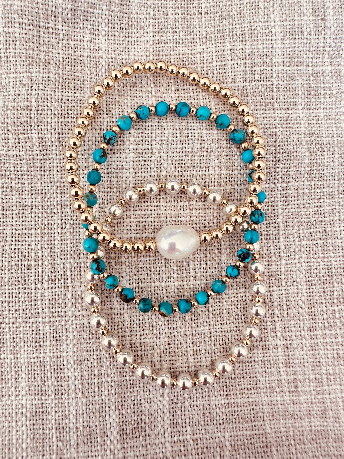 Natural Turquoise + Gold Sun || Adult Bracelet or Anklet