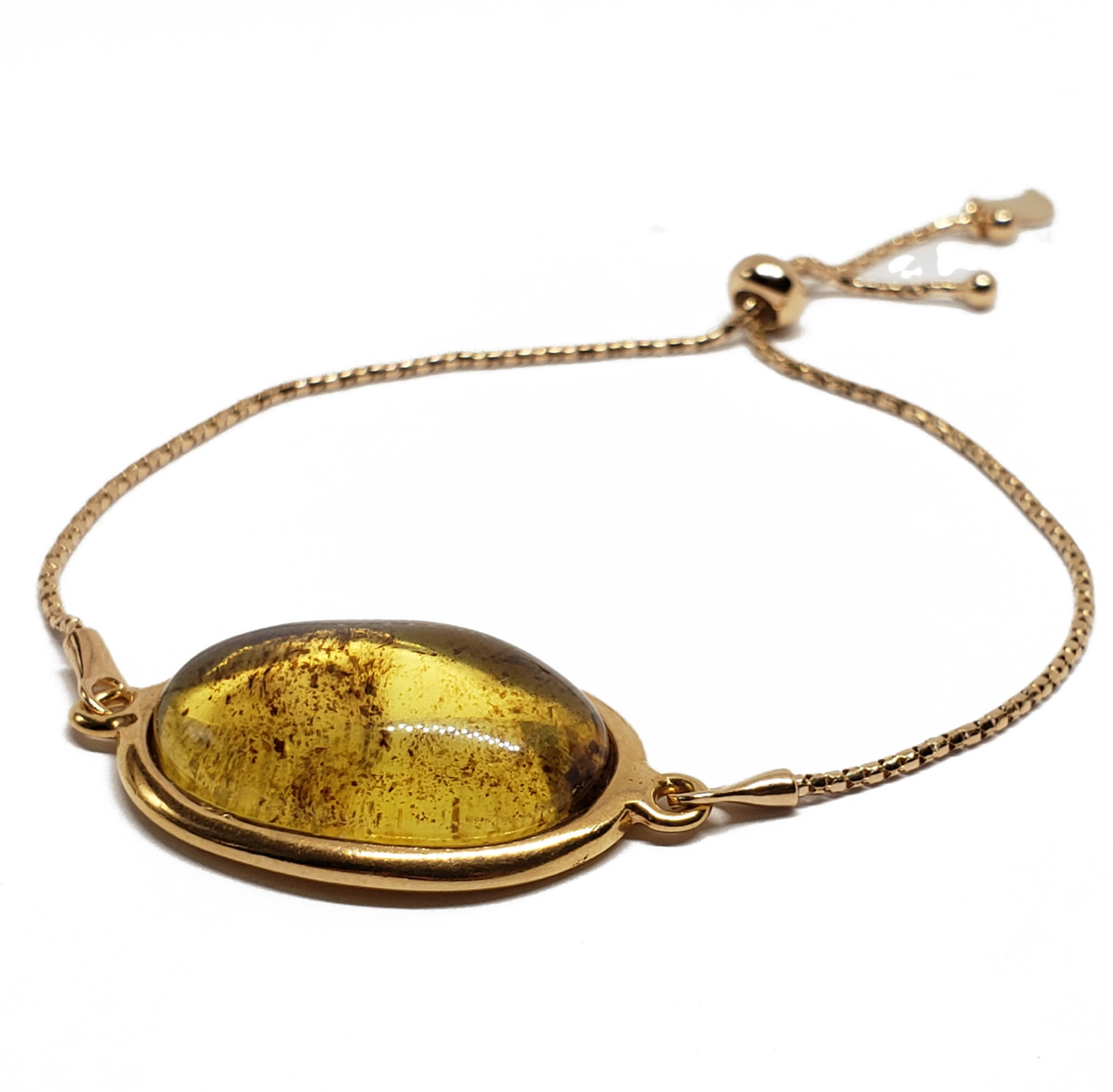 Natural Color Amber + Gold Lariat || Adult Bracelet