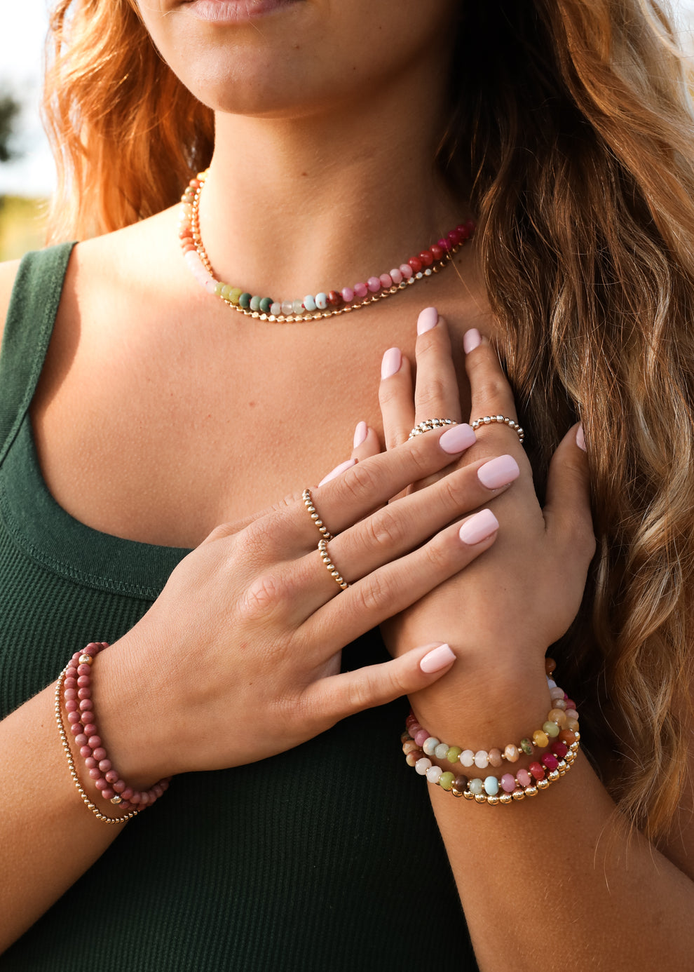 Natural Gemstone Bracelet with 14k Gold Filled Toggle - Sandbar