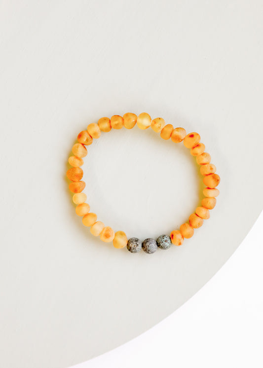 Raw Honey Baltic Amber + Turquoise Jasper || Adult Bracelet