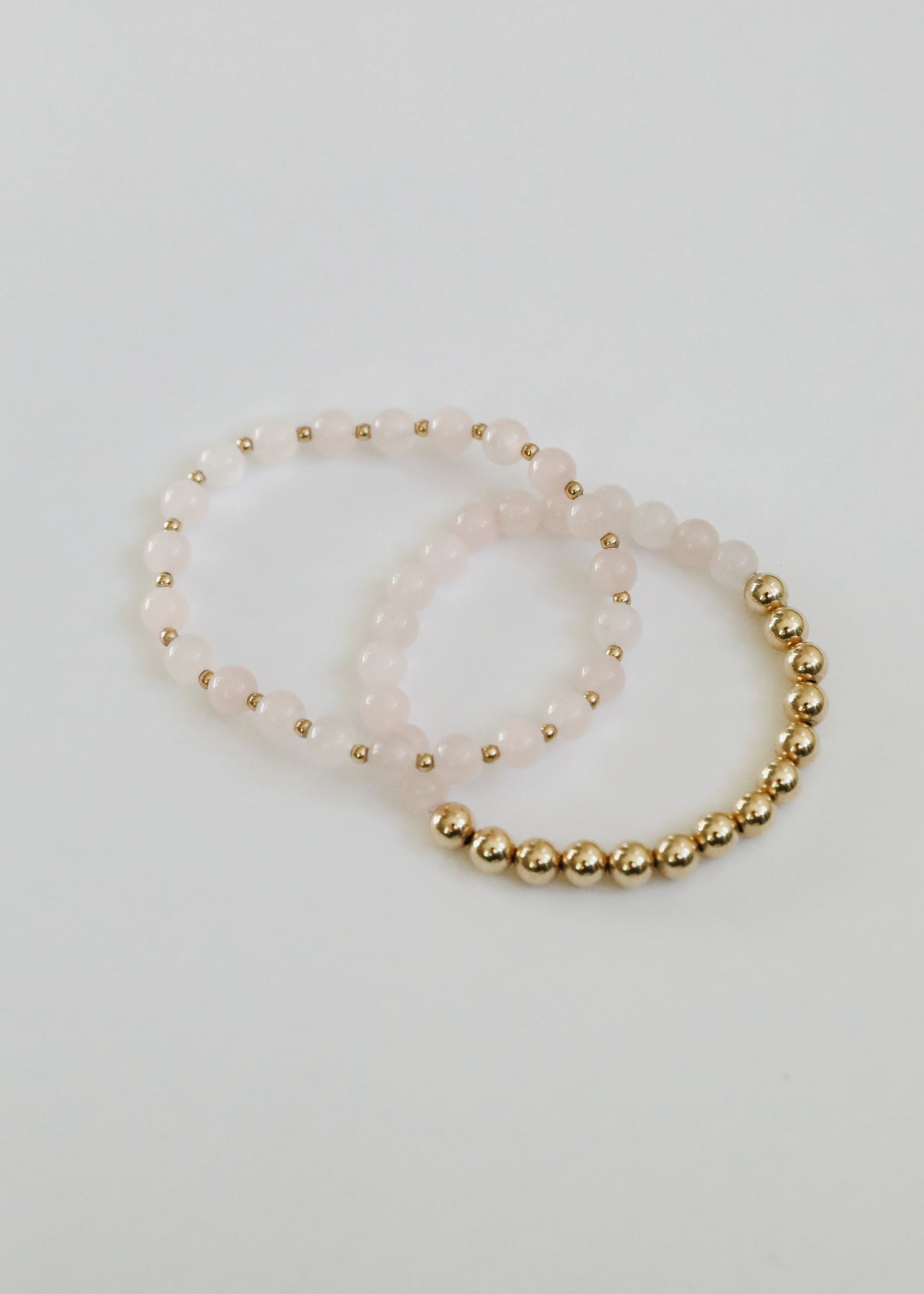 Rose Quartz : Gold Sun + Moon || Adult Bracelets