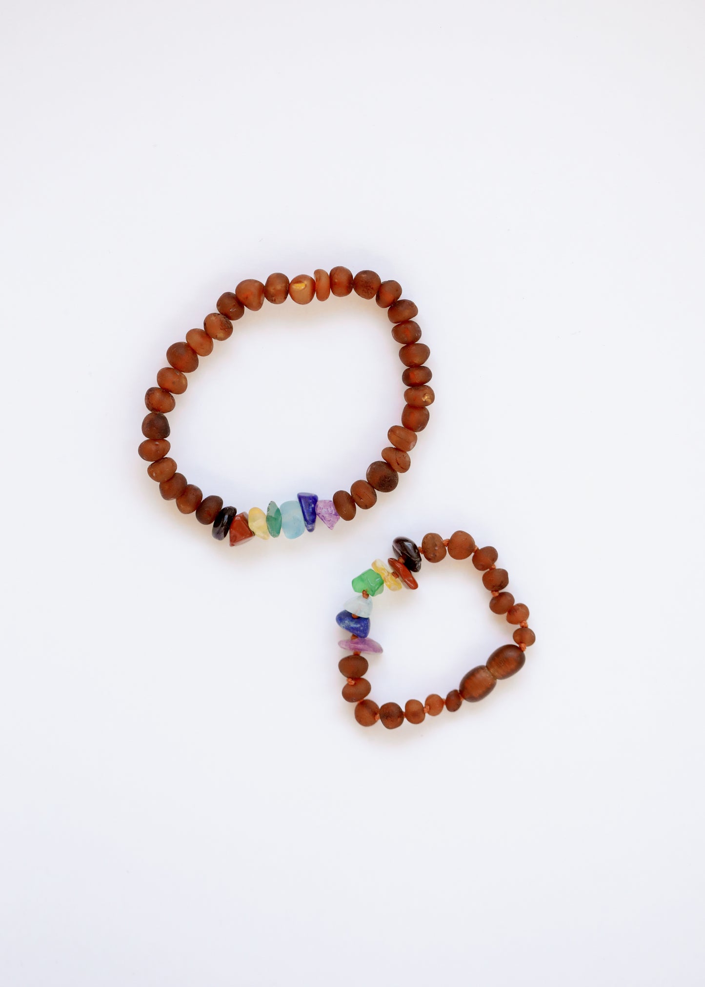 Raw Cognac Baltic Amber + Raw CHAKRA Crystals || Anklet or Bracelet