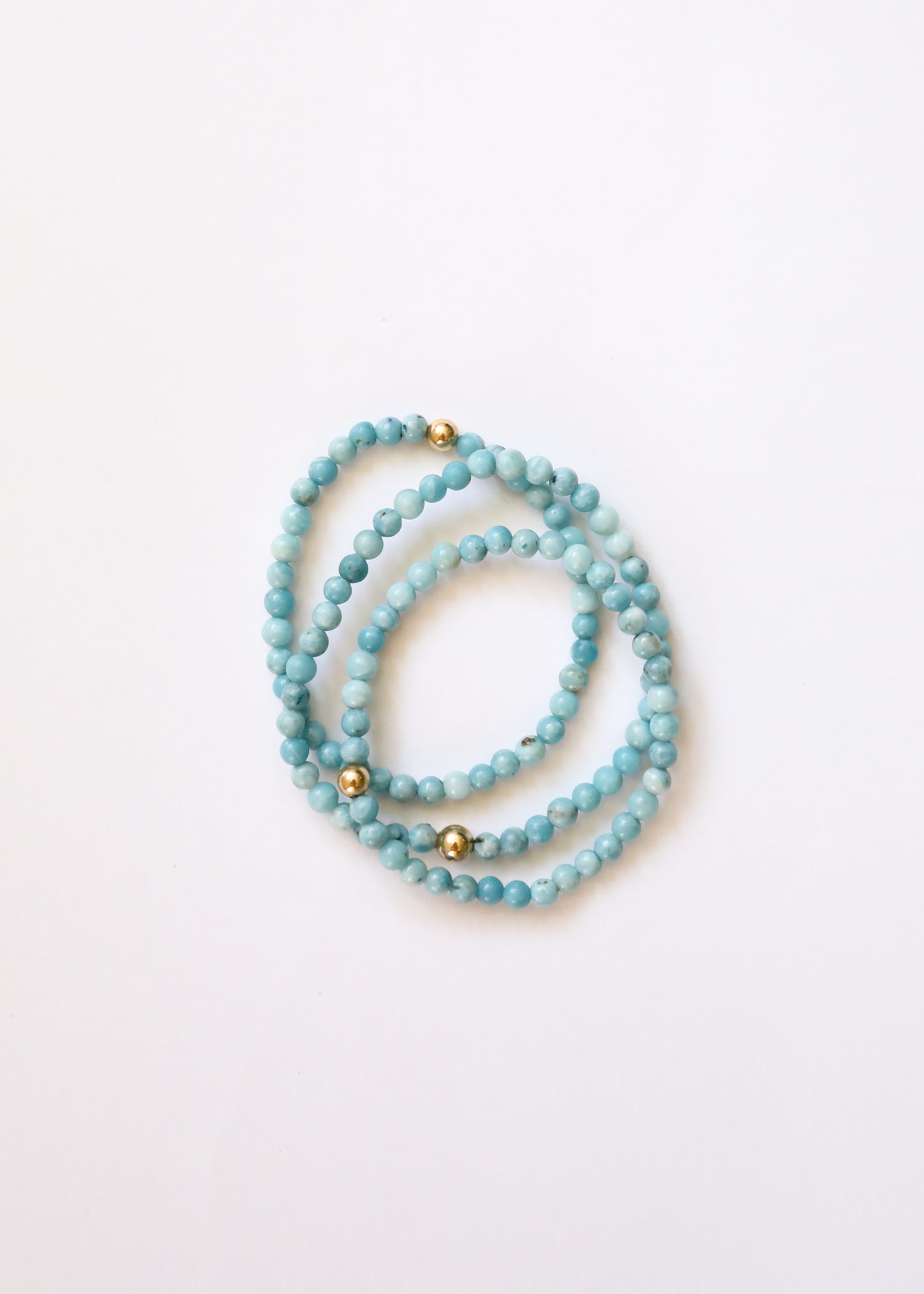 Dainty Larimar + Gold || Adult Bracelet