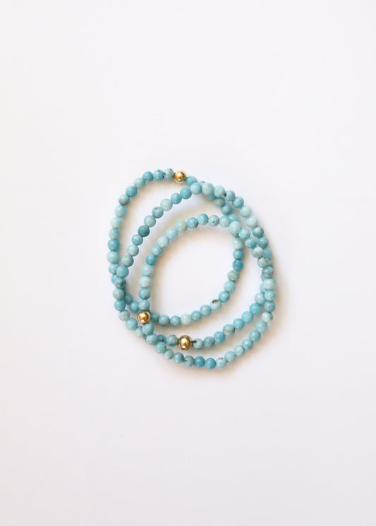 Dainty Larimar + Gold || Adult Bracelet