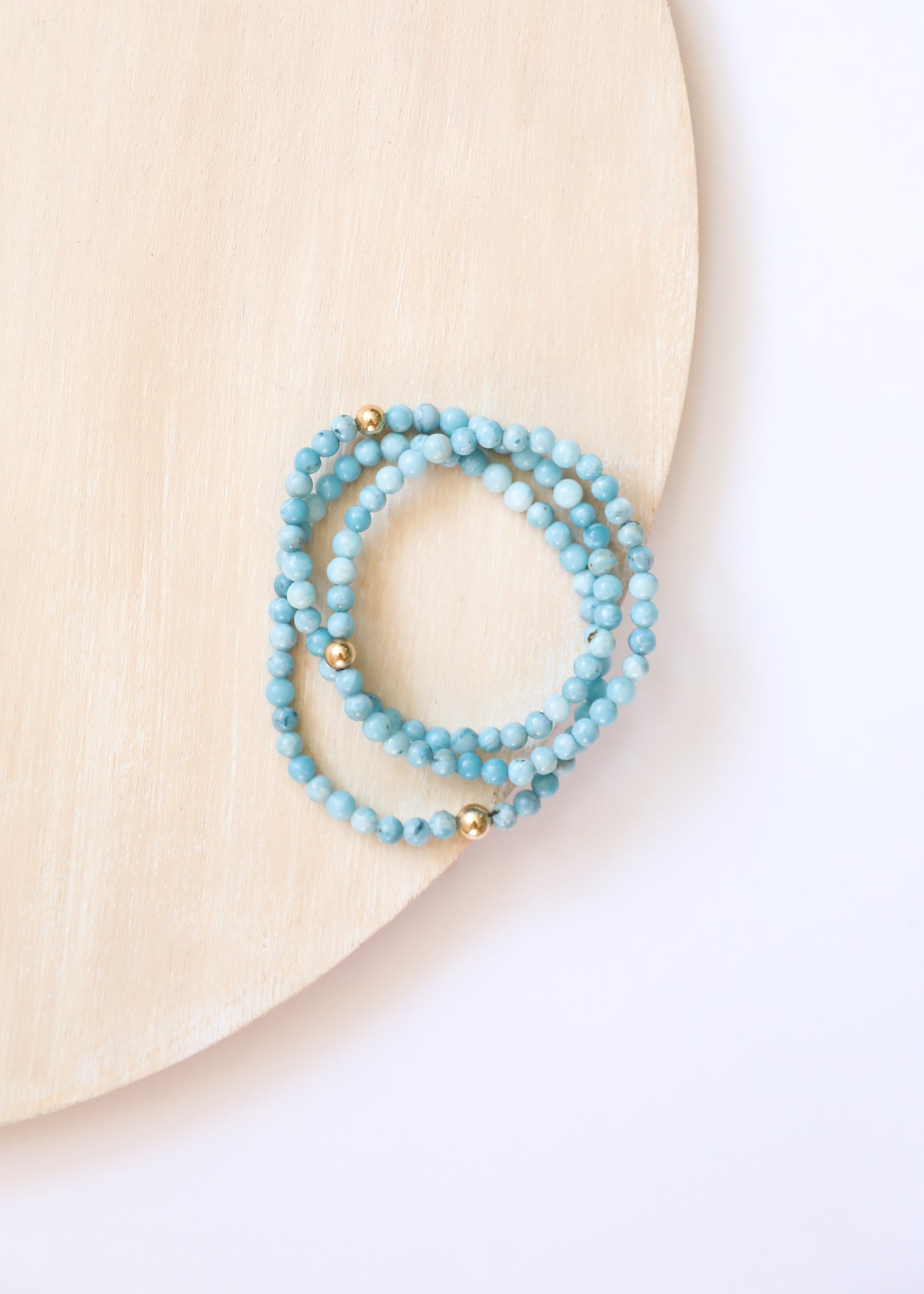 Dainty Larimar + Gold || Adult Bracelet
