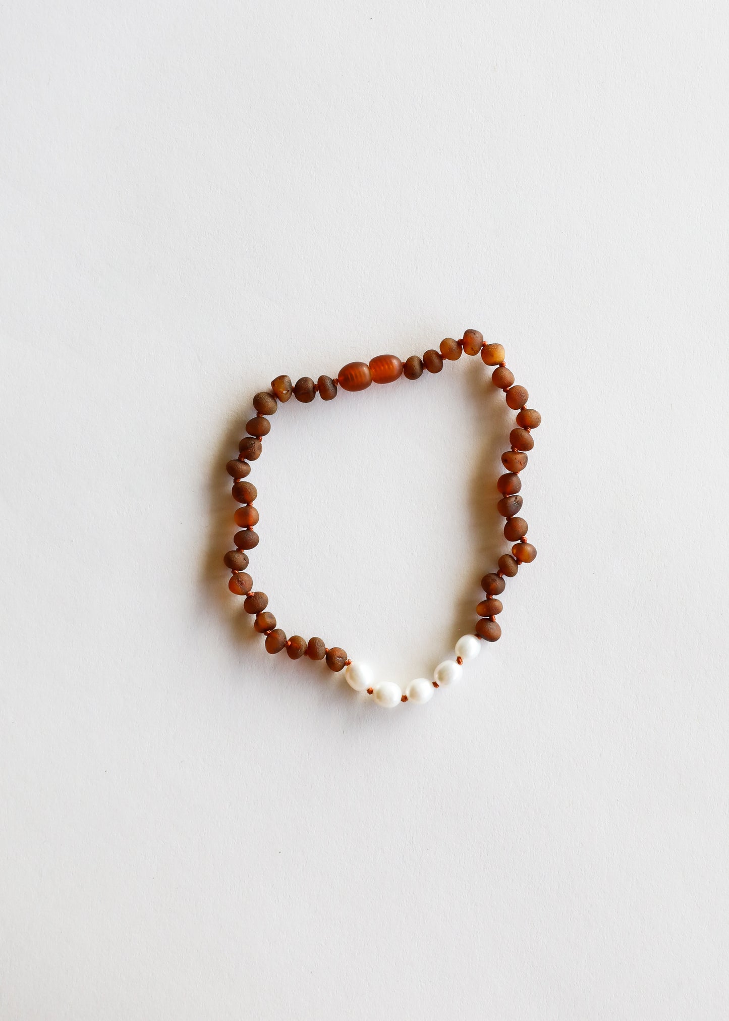 Raw Cognac Baltic Amber + Pearls || Necklace