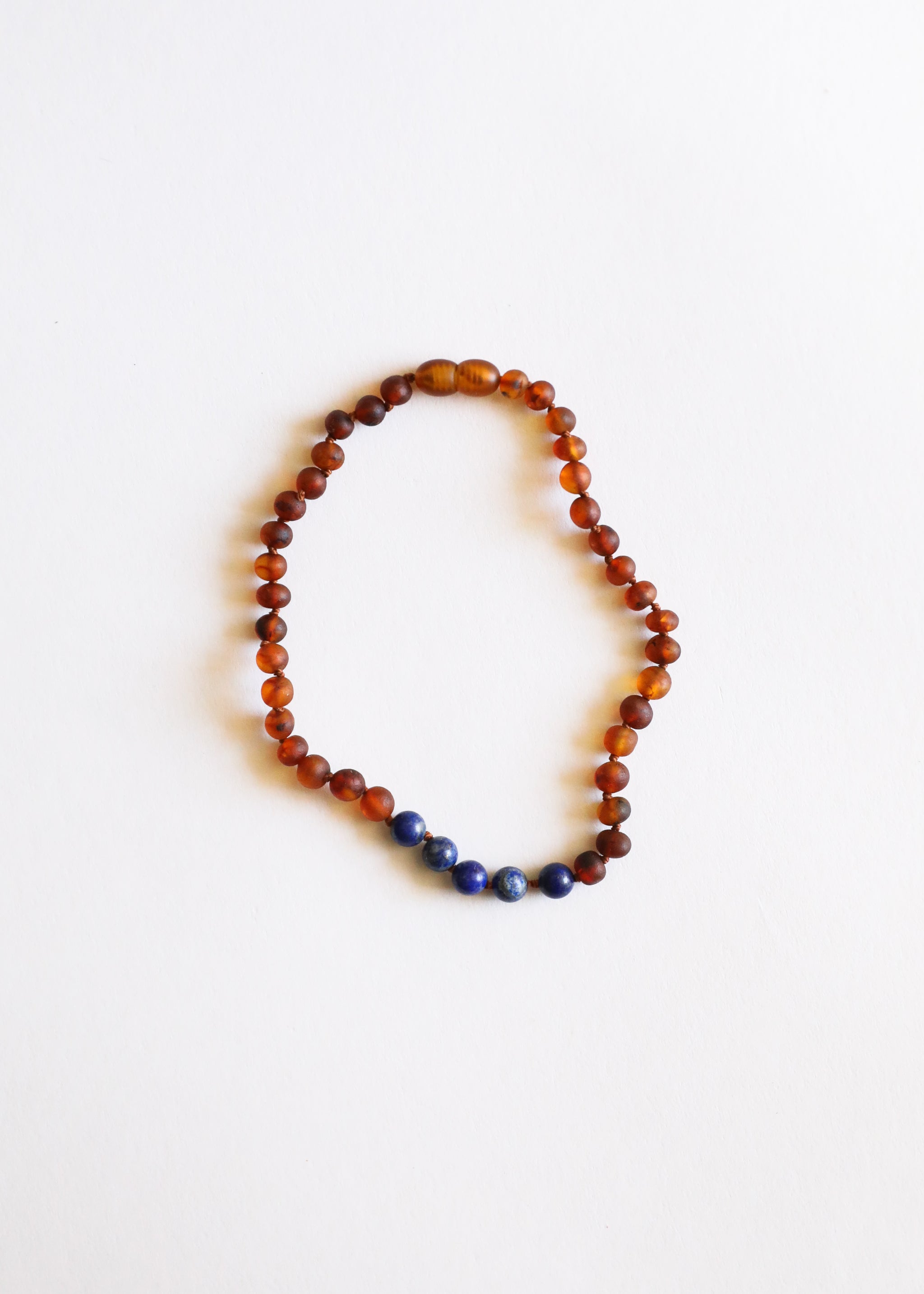 Raw Cognac Baltic Amber & Lapis Lazuli Halo Necklace main image 1