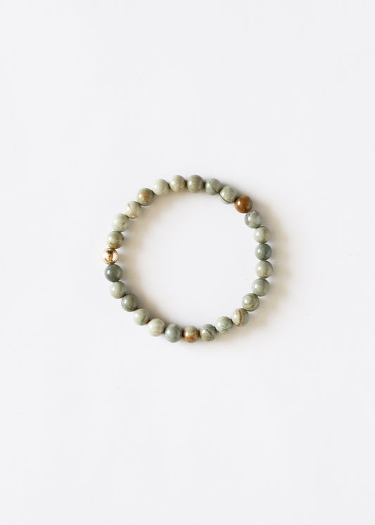 Jaspe Hoja de Plata + Oro || Pulsera para adultos