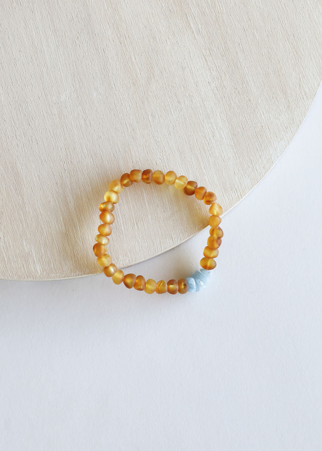 Raw Honey Baltic Amber + Aquamarine || Adult Bracelet