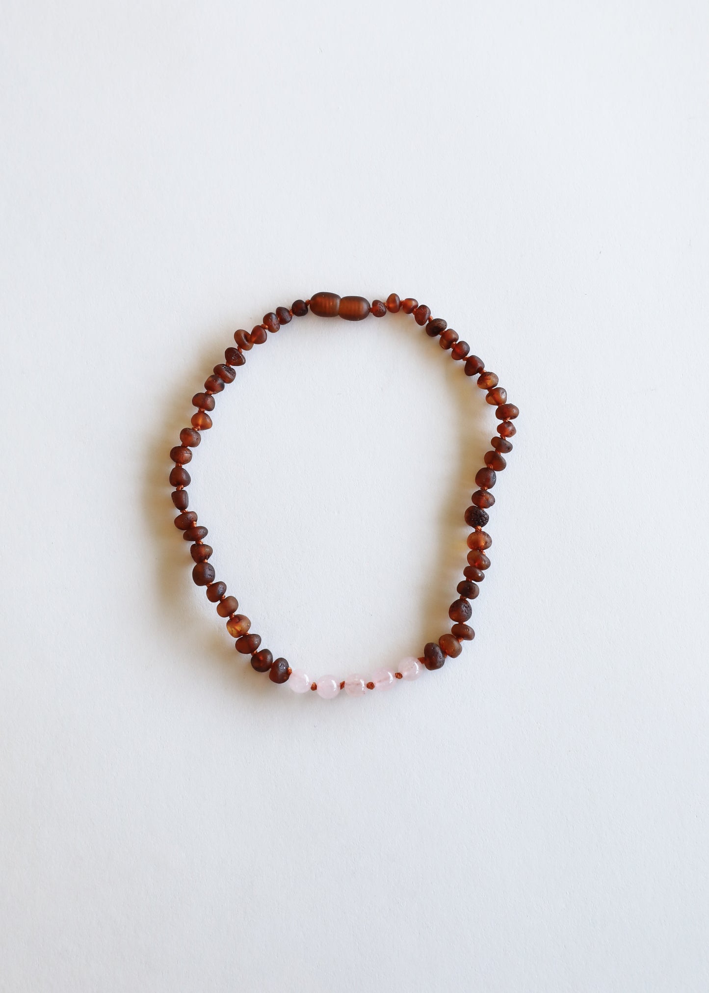 Raw Cognac Baltic Amber + Rose Quartz || Necklace Set